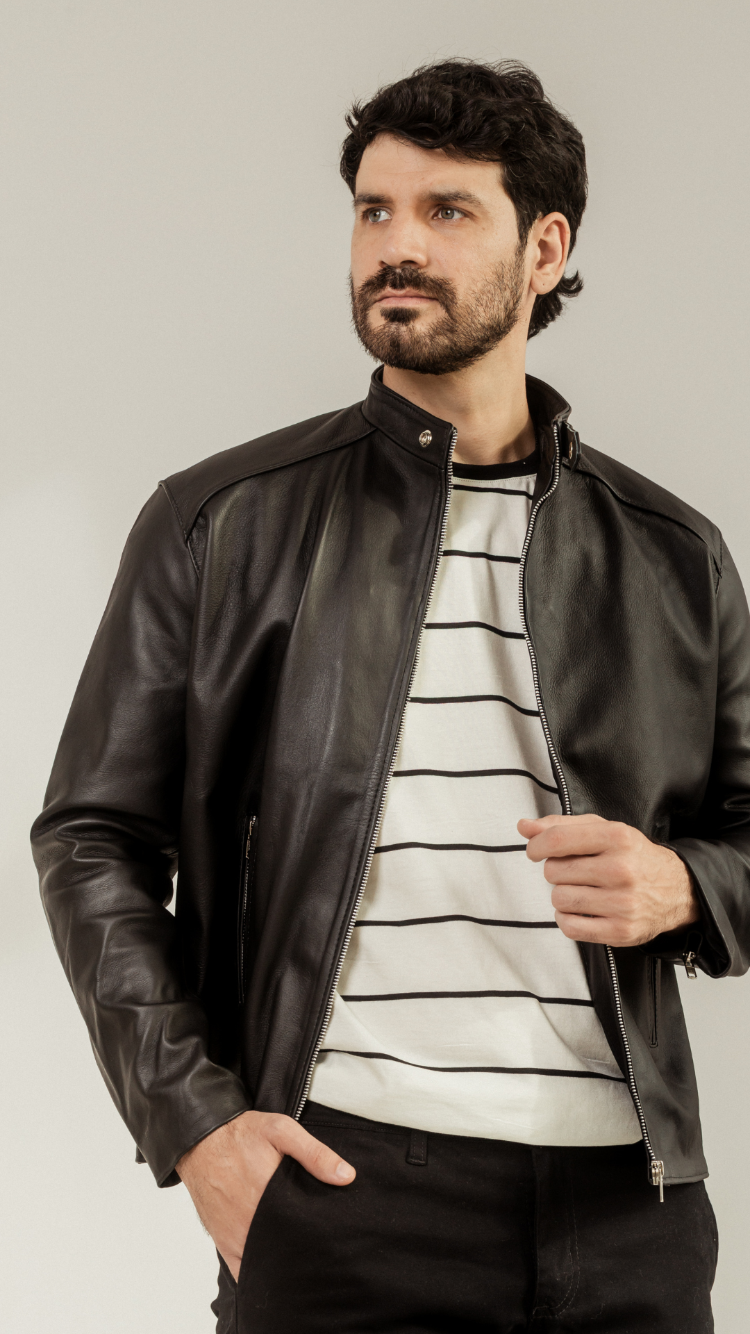THE MAO LEATHER JACKET NEGRO