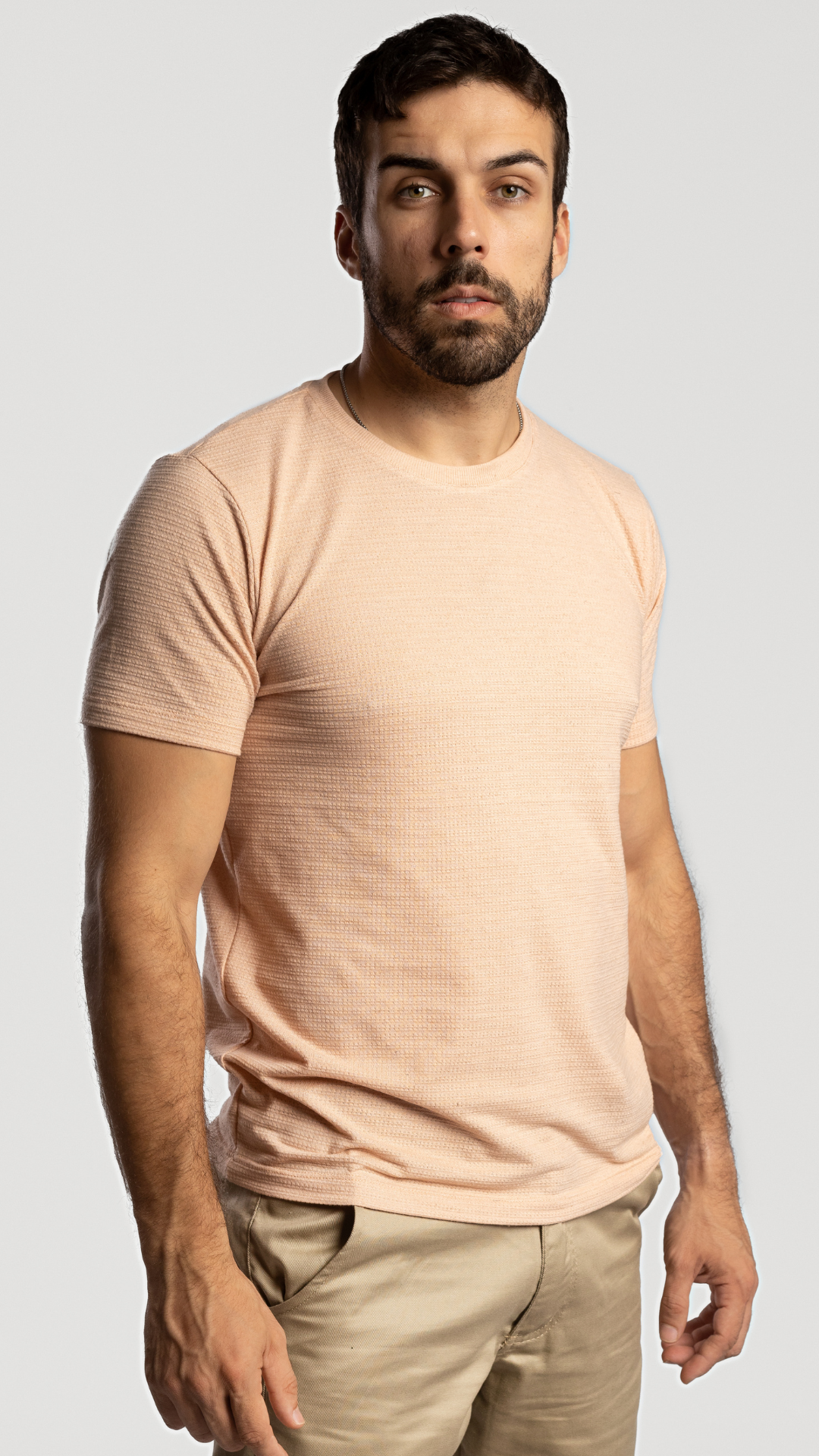 REMERA BASICA TEXTURA ROSA
