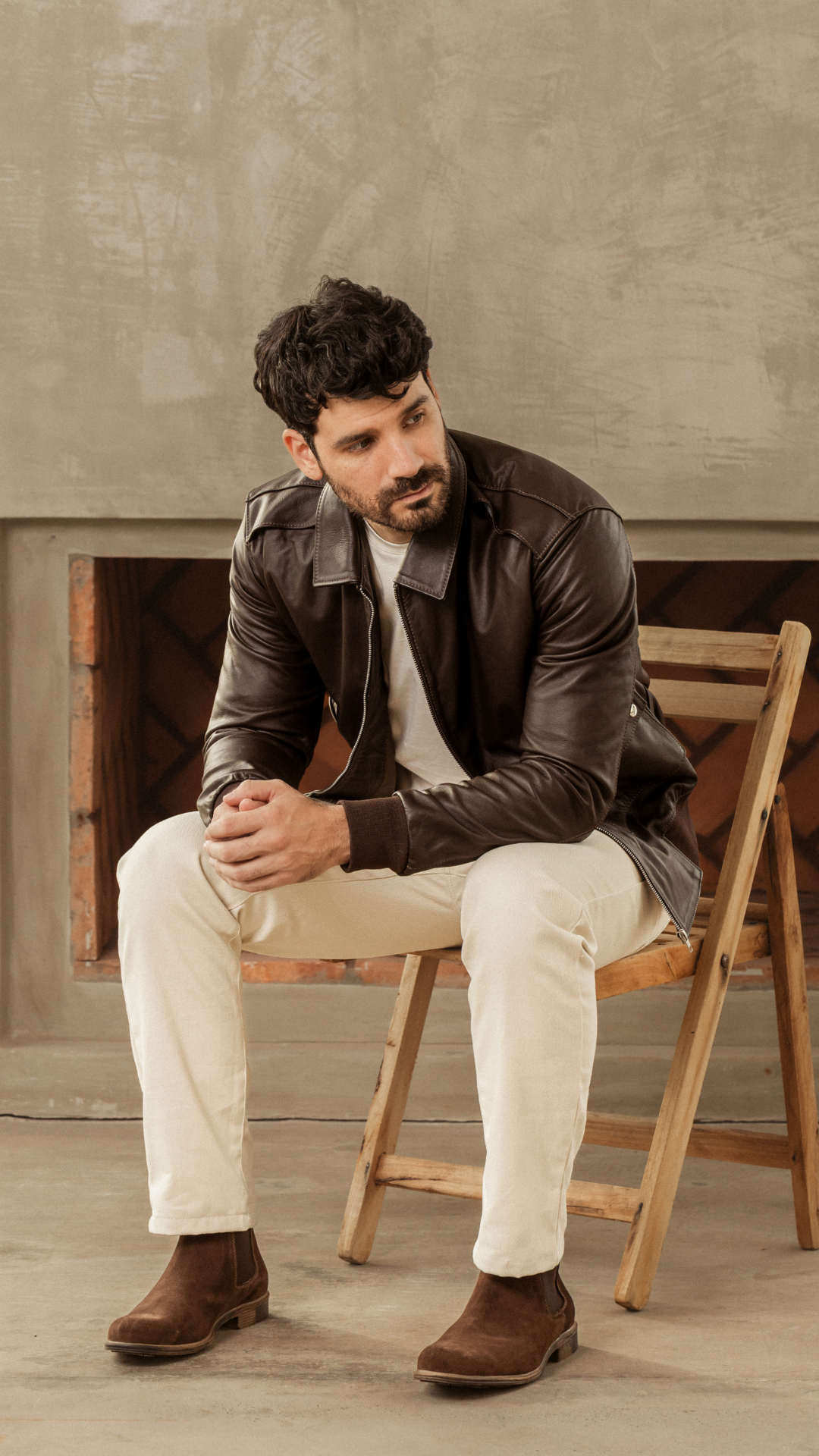 THE AVIATOR LEATHER JACKET CHOCOLATE